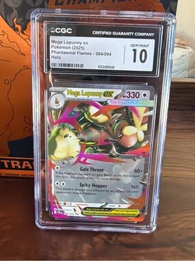Pokemon Mega Lopunny ex Holo Trading Card – Pink/Green Holo Accents
